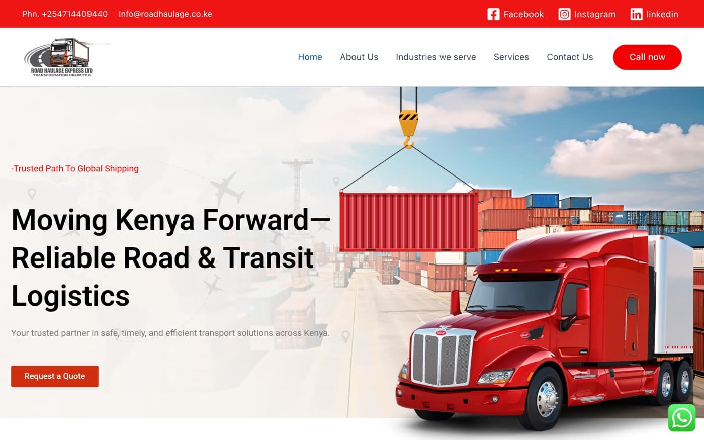 Road Haulage Express website preview